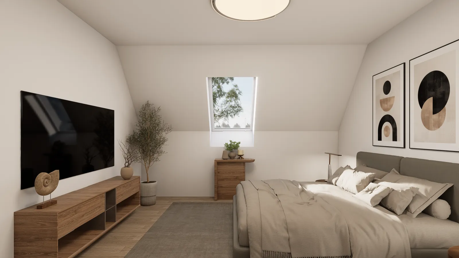 Schlafzimmer mit Dachschräge